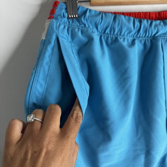 Birddogs Shorts Mens Medium Blue Red Performance Pockets Zipper Athletic Gym - Picture 3 of 13